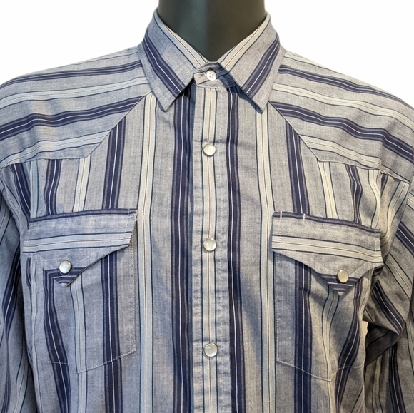 Knightsbridge blue striped western shirt XL - Picture 1 of 7